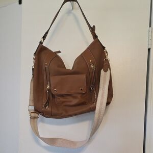Rosetti Brown Leather-Effect Hobo with Removable Strap